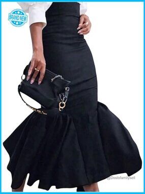 Ruffle Bodycon Maxi Skirt Fishtail High Waisted Pencil Long Going Out Skirt